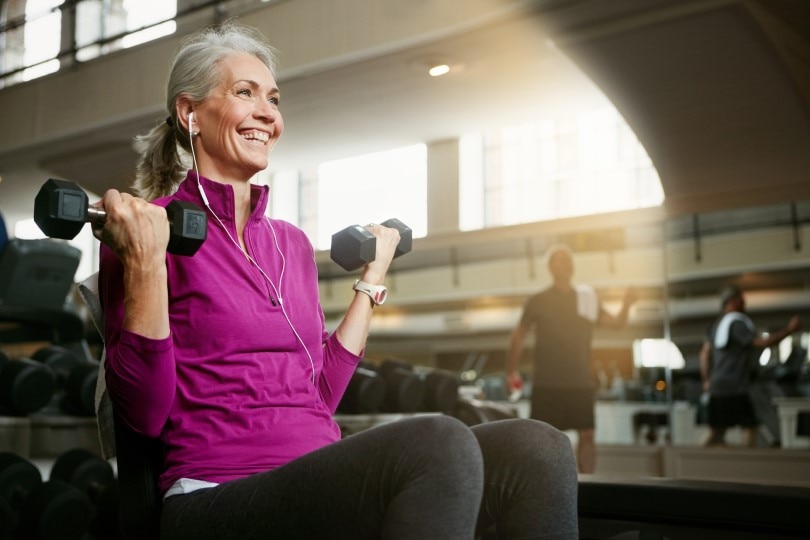 Older Woman Works Out to Avoid Age Related Muscle Weakness