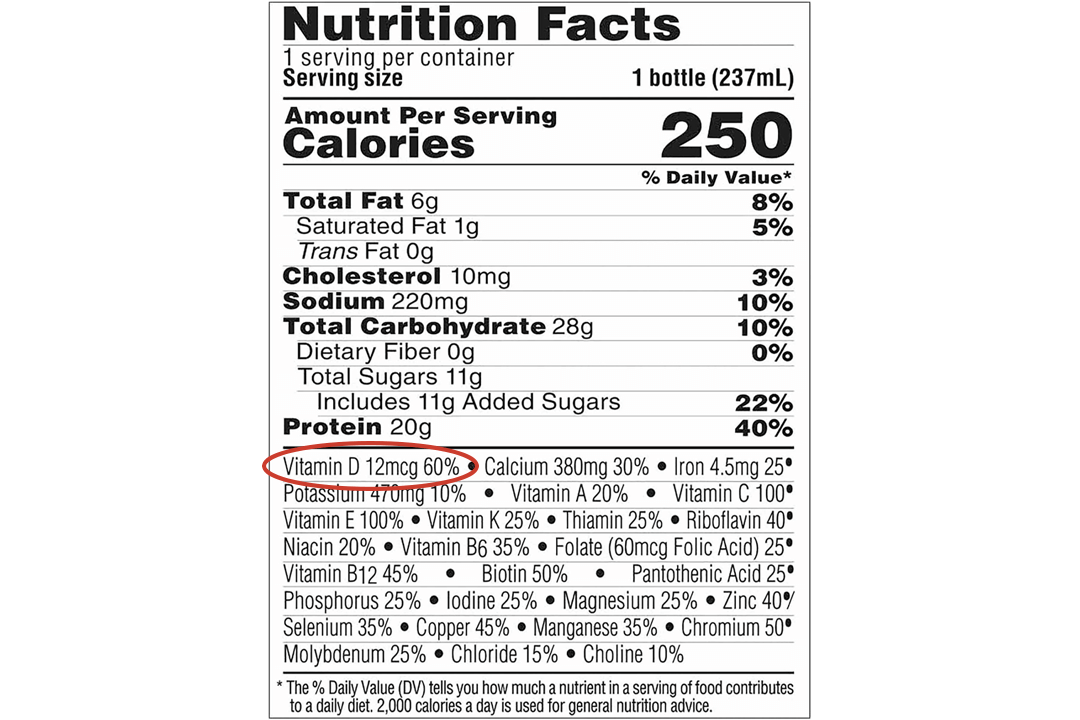 BOOST High Protein Nutrition Label with Vitamin D