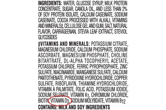 BOOST High Protein Nutrition Label with Vitamin D